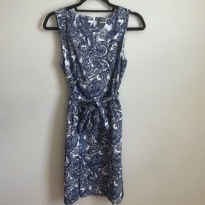 Anne Klein Blue and White Linen Dress